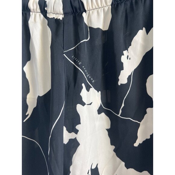 H&M Silky Drawstring Pants Black & Ivory Wide Leg - Picture 5 of 6